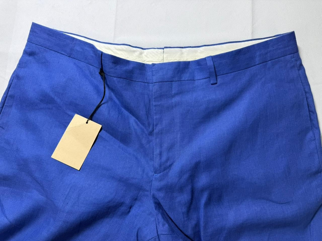 Paul Smith Blue Linen Blend Slim Fit Dress Pants Men's Formal Trousers Size 36
