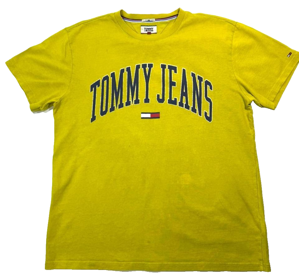 Tommy Hilfiger Tommy Jeans Big Logo Streetwear Yellow Tee - Size XL