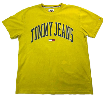 Tommy Hilfiger Tommy Jeans Big Logo Streetwear Yellow Tee - Size XL