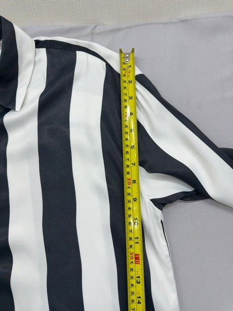 Ole by Koton Striped Long Sleeve Shirt Sz 38 EUR Black/White Collar