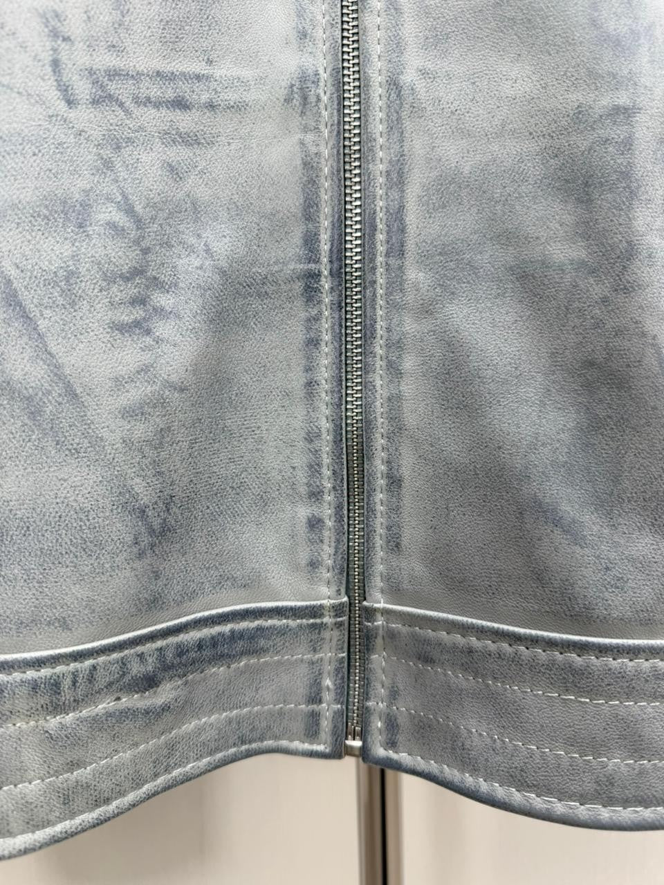 Men's Italian Sheepskin Genuine Leather Premium Soft Jacket Blue Coat Size Large