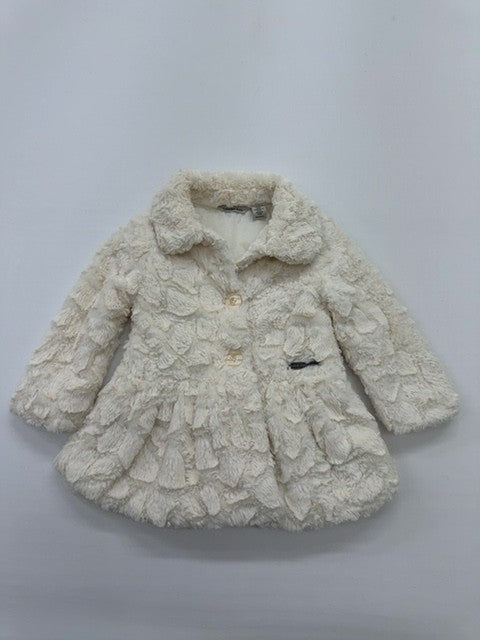 Calvin Klein Jeans Boys Ivory Faux Fur Coat 3T Button Closure