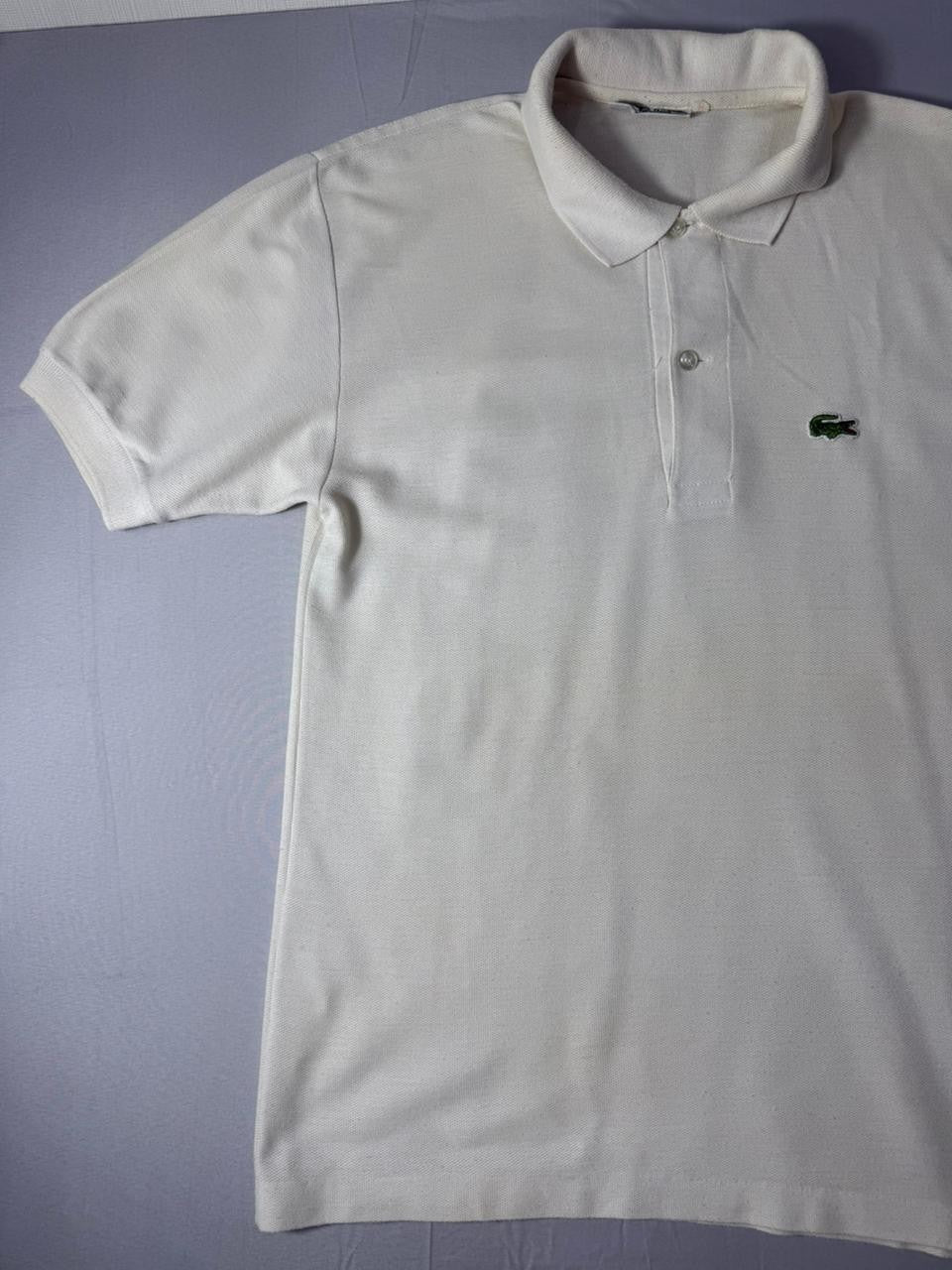 Vintage Lacoste White Polo Shirt Men's Classic Crocodile Logo Cotton