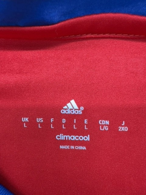 Adidas CSKA Moscow Red Striped Jersey L Climacool V-Neck L