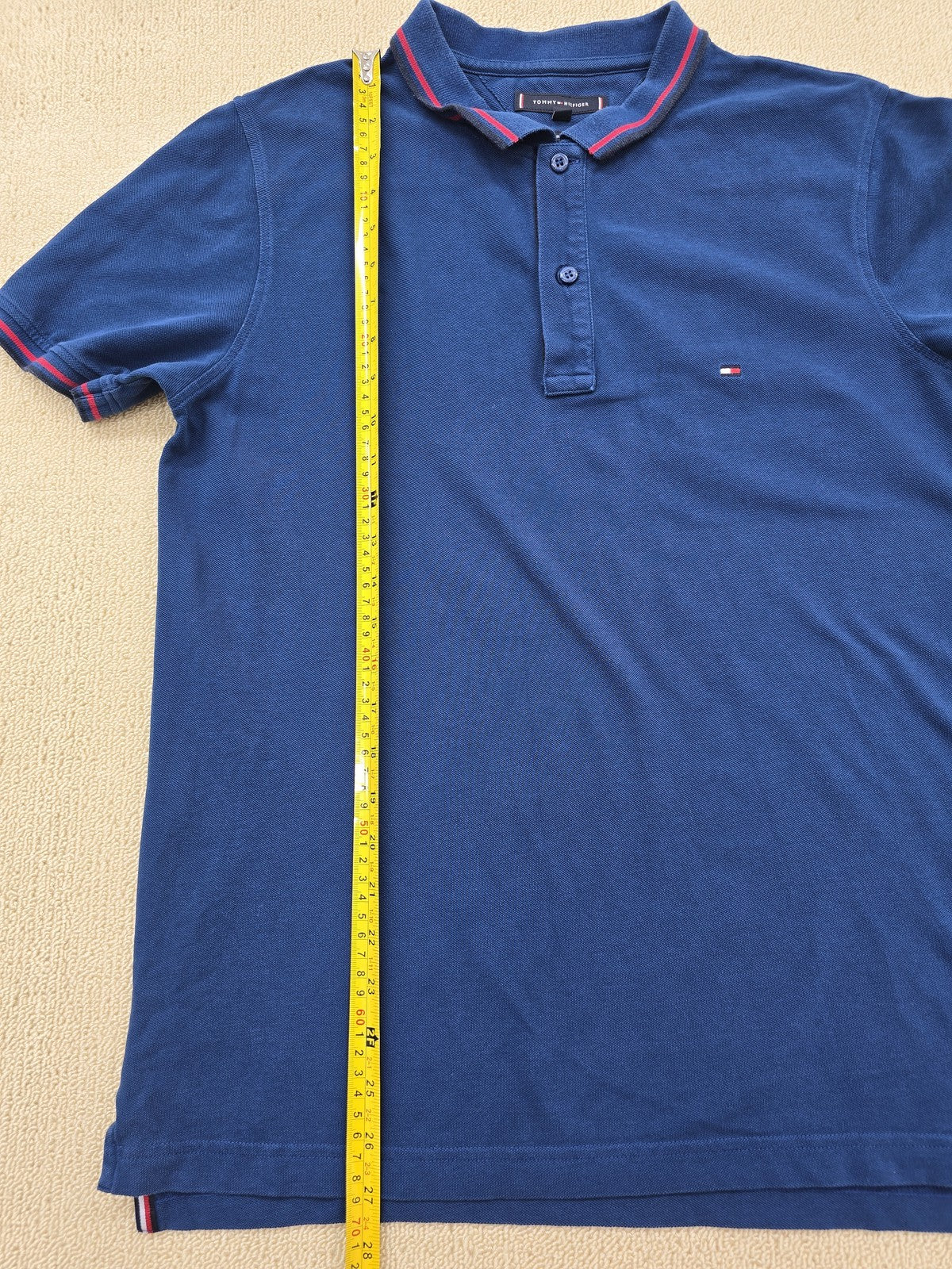 Tommy Hilfiger Men's Navy Slim Fit Short Sleeve Polo L Cotton