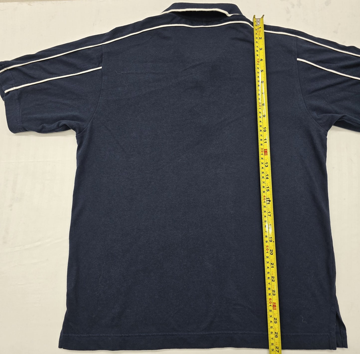Nike Men's Navy Dri-FIT Polo Shirt Size M White Piping Vintage