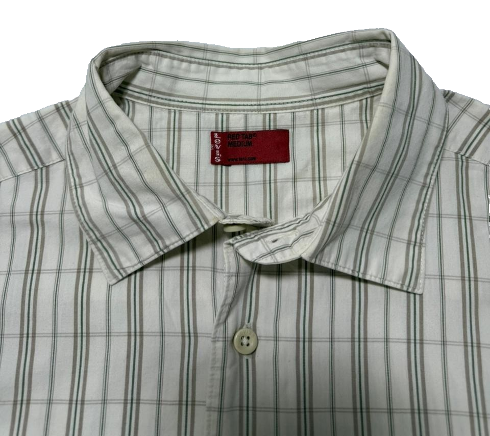 Levi'S Men's Classic One-Pocket Standard Shirt In A White, Green, And Gray Plaid