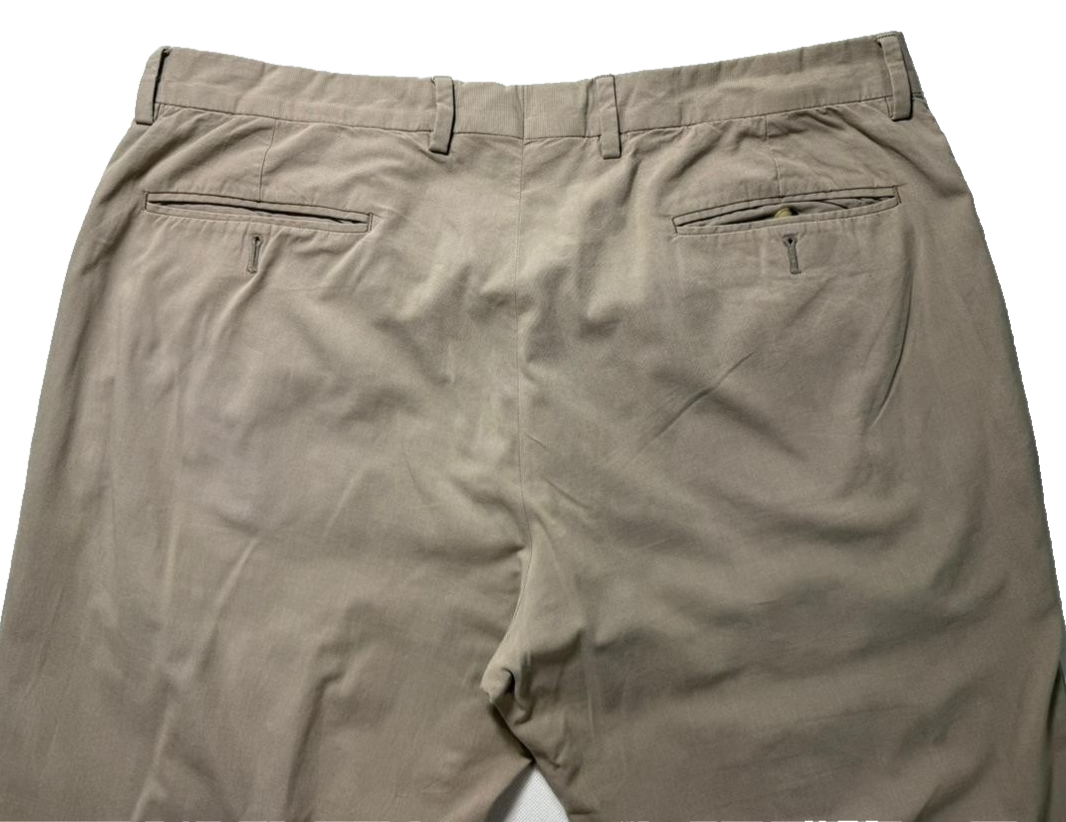Giorgio Armani Men's Beige Pants Classic Fit Made In Italy Cotton Trousers | 42