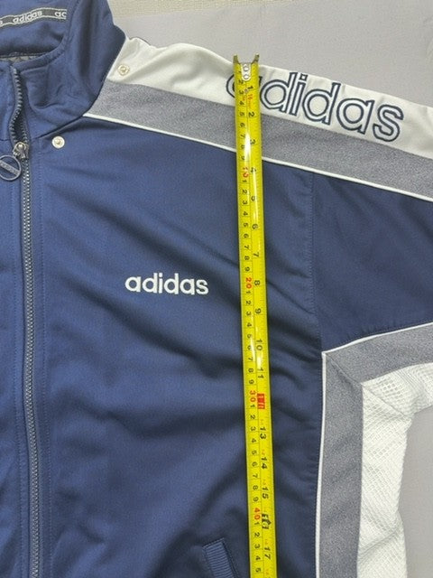 Vintage Adidas Men's Navy Striped Track Jacket M Short Sleeve