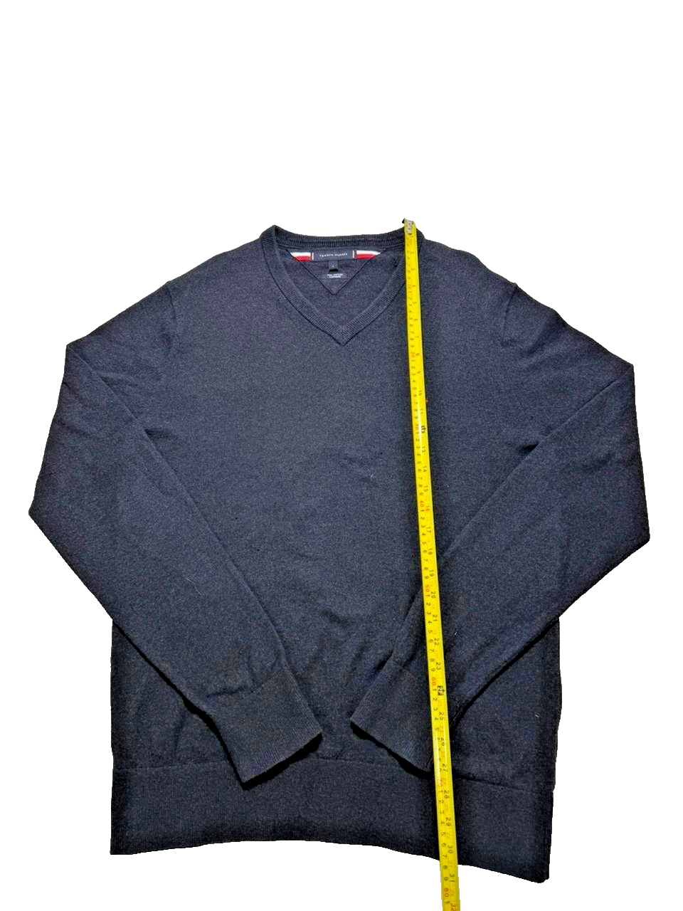 Tommy Hilfiger V-Neck Sweater Men's Large Dark Blue | Pima Cotton Cashmere