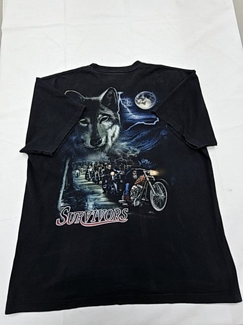 Rock Chang Men's XL Black Biker Graphic T-Shirt Cotton