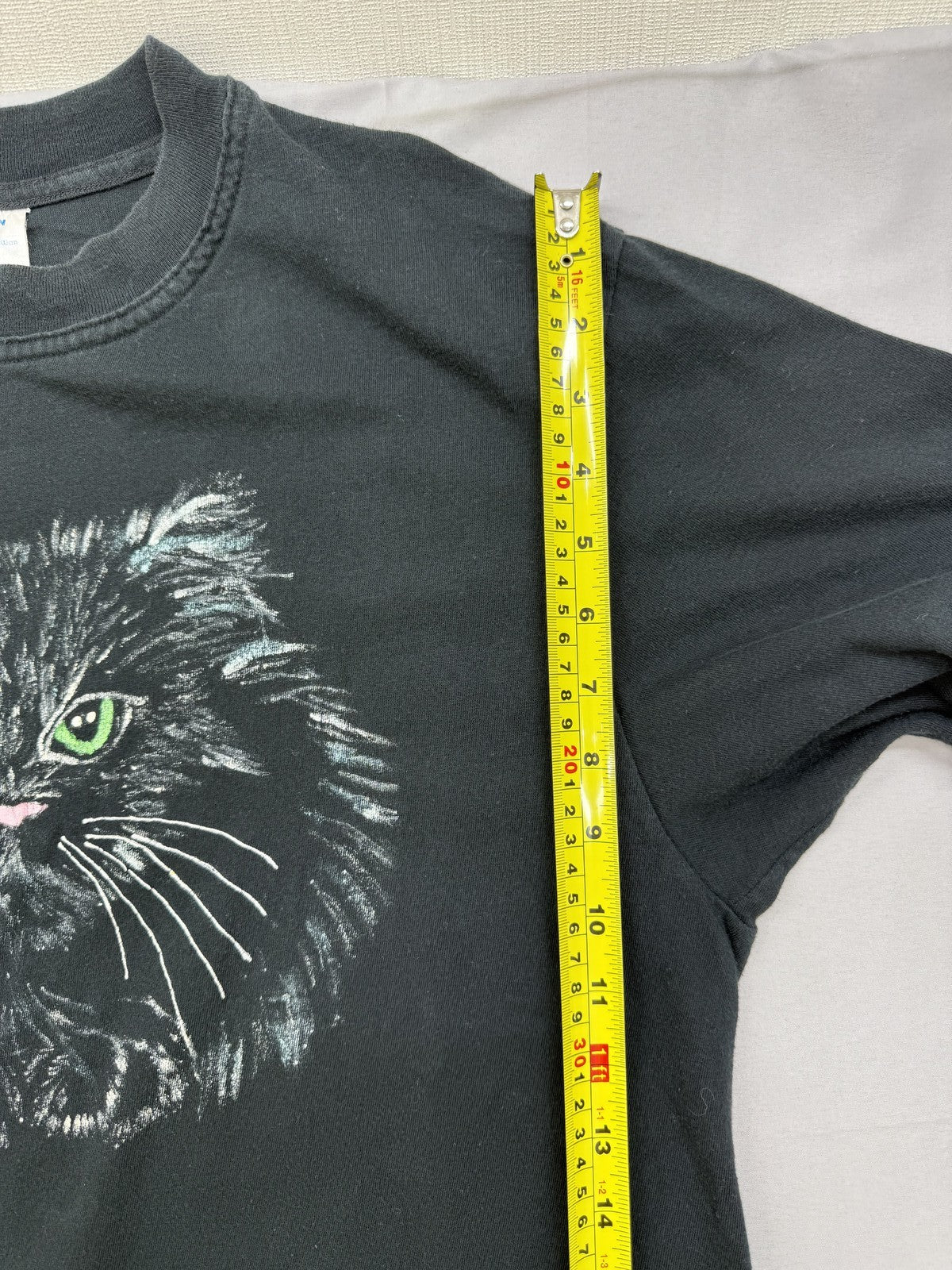 Decathlon Black Cat Graphic Print Cotton T-Shirt Size L
