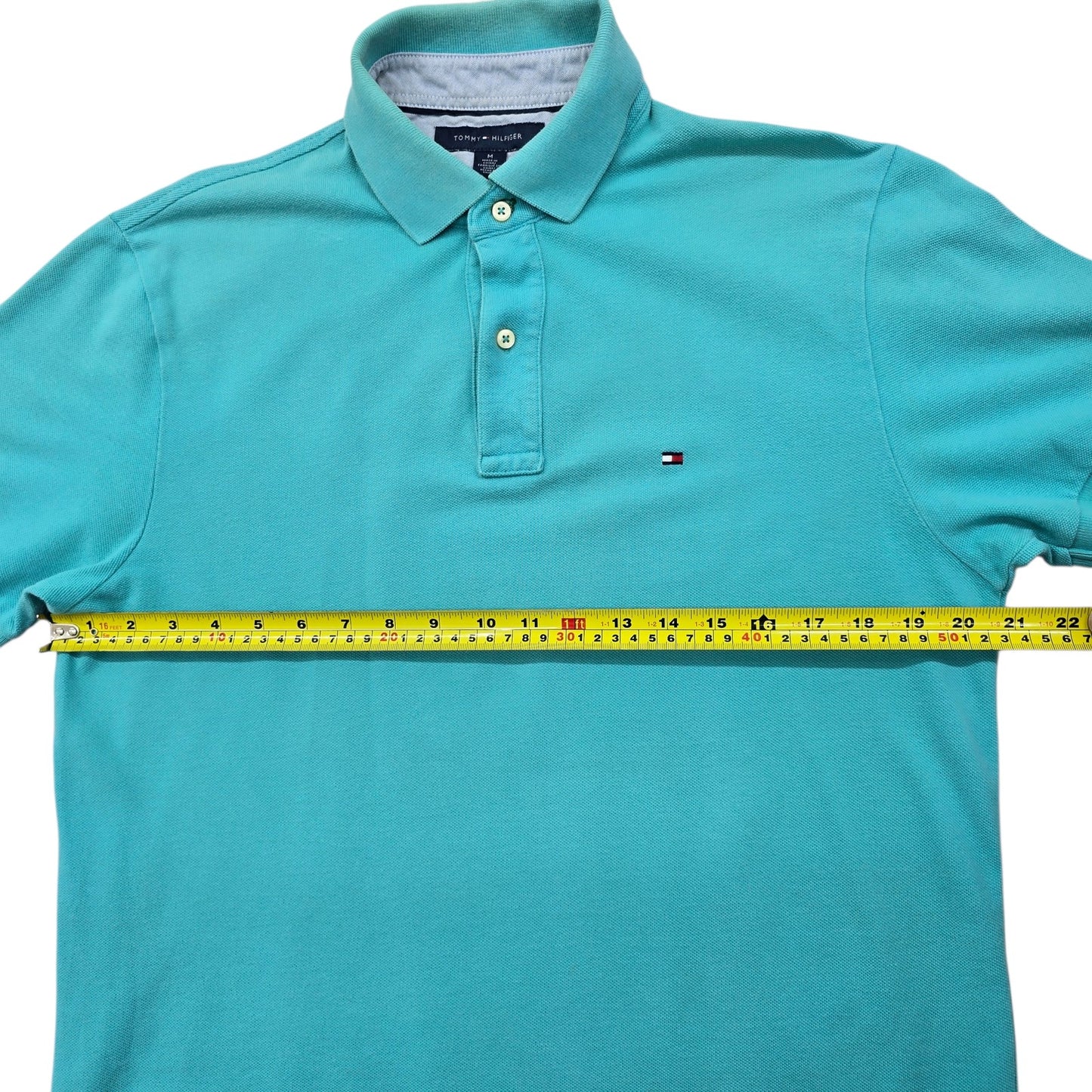 Tommy Hilfiger Men’s Turquoise Cotton Pique Polo Shirt M Classic Logo