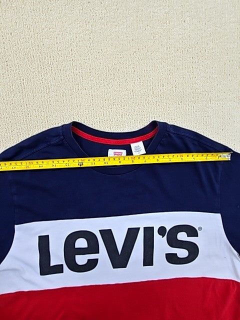 Levi's Men's L Navy White Red Stripe Short Sleeve Cotton T-Shirt Relaxed