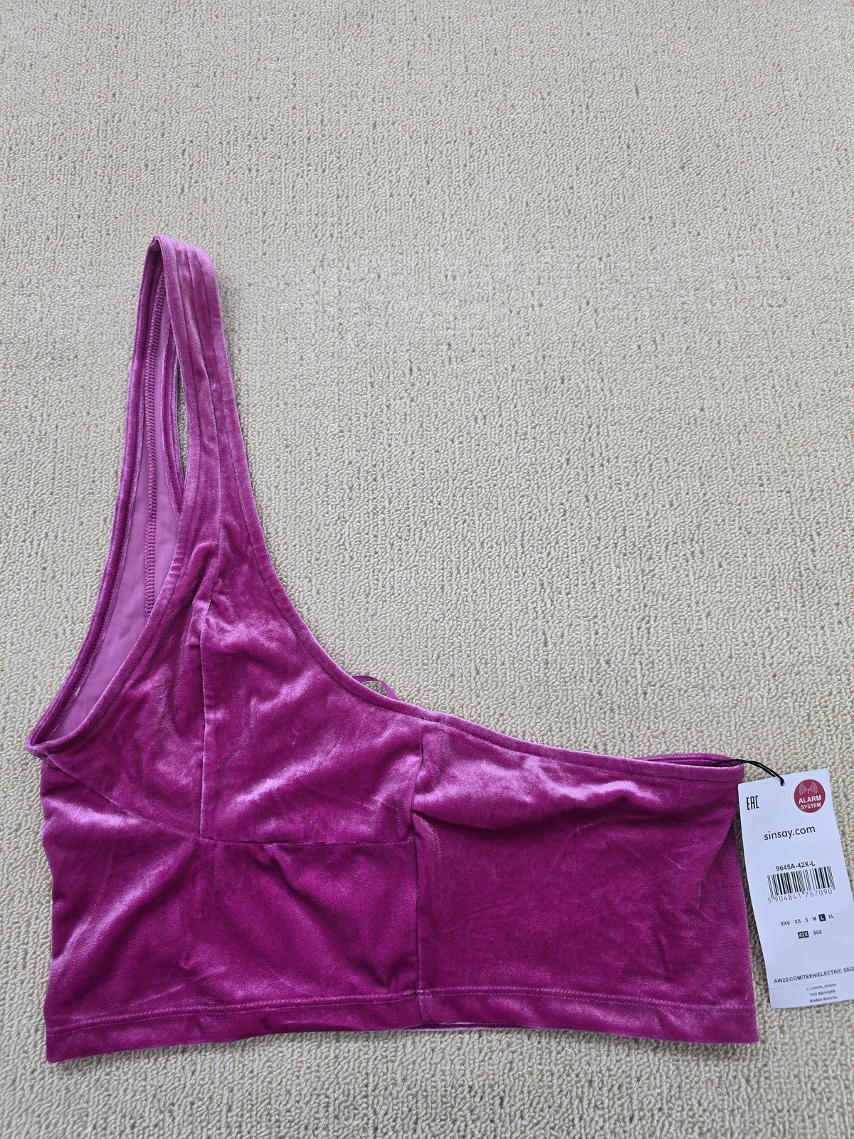 Sinsay Purple Velvet Bralette L Adjustable Straps Women