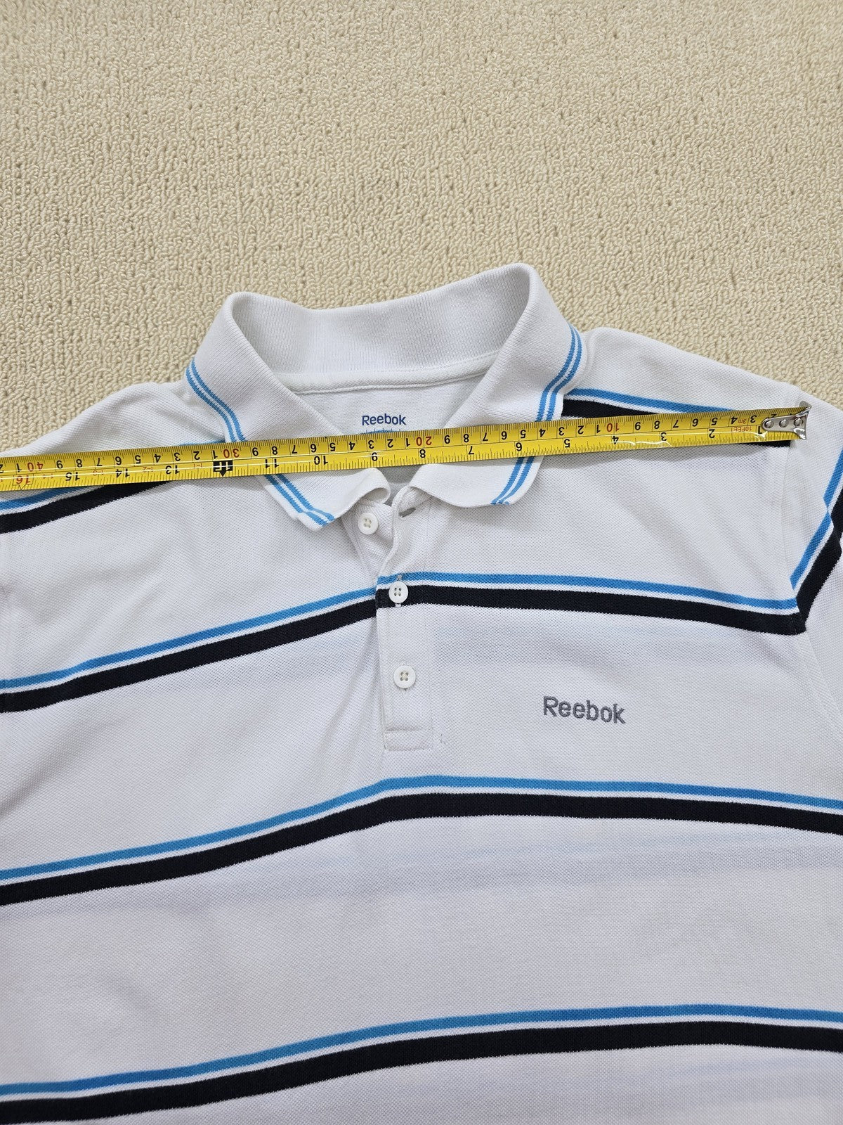 Reebok Vector Striped White Men's Short Sleeve Training Polo Shirt