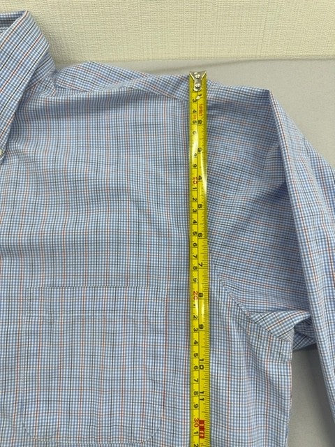 Chaps Men's Blue Plaid Dress Shirt L 15.5x32/33 Wrinkle Free