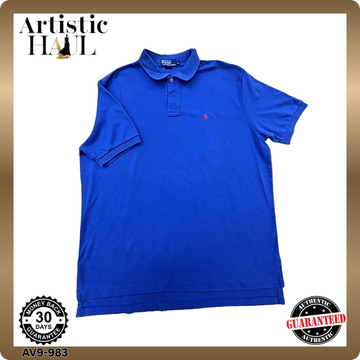 Polo Ralph Lauren Men's XL Blue Cotton Polo Shirt Red Pony Logo
