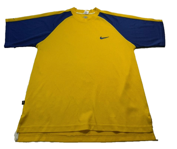 Nike Men's Yellow Blue Mesh Training Shirt Made In Usa Size XL