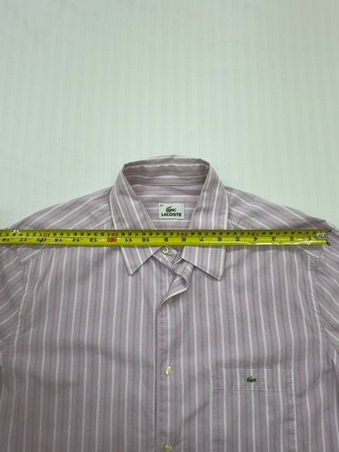 Lacoste Men's Gray Striped Cotton Button-Down Size 42 Vintage