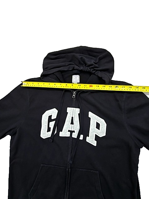 Gap Men's Black Zip-Up Fleece Hoodie Relaxed Fit Adult