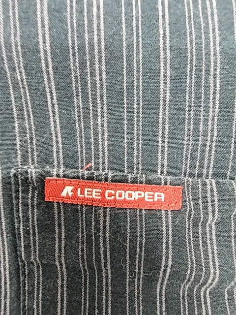 Lee Cooper Men Black Striped Cotton Shirt Size L Casual Button-Up