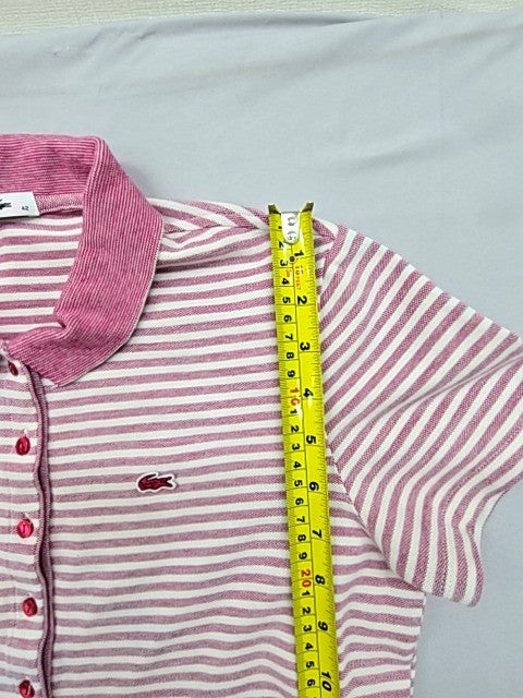 Lacoste L.12.12 Women's Pink Striped Polo Shirt Size 42