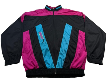 Vtg Puma International Circuit Track Jacket Men Size 8 Large 90S Pink Teal Black