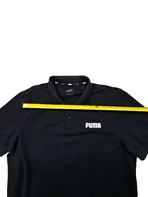 PUMA Black Short Sleeve Polo Shirt Men's L Regular Fit Button