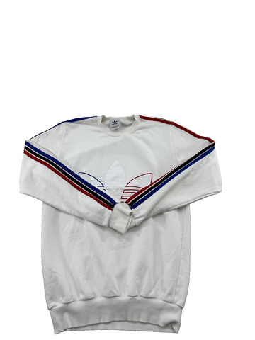Adidas 3 Stripes White Fleece Crewneck Sweatshirt M Regular