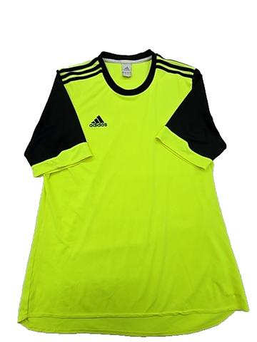 Adidas Men's L Yellow Soccer Jersey Short Sleeve Striped Climacool