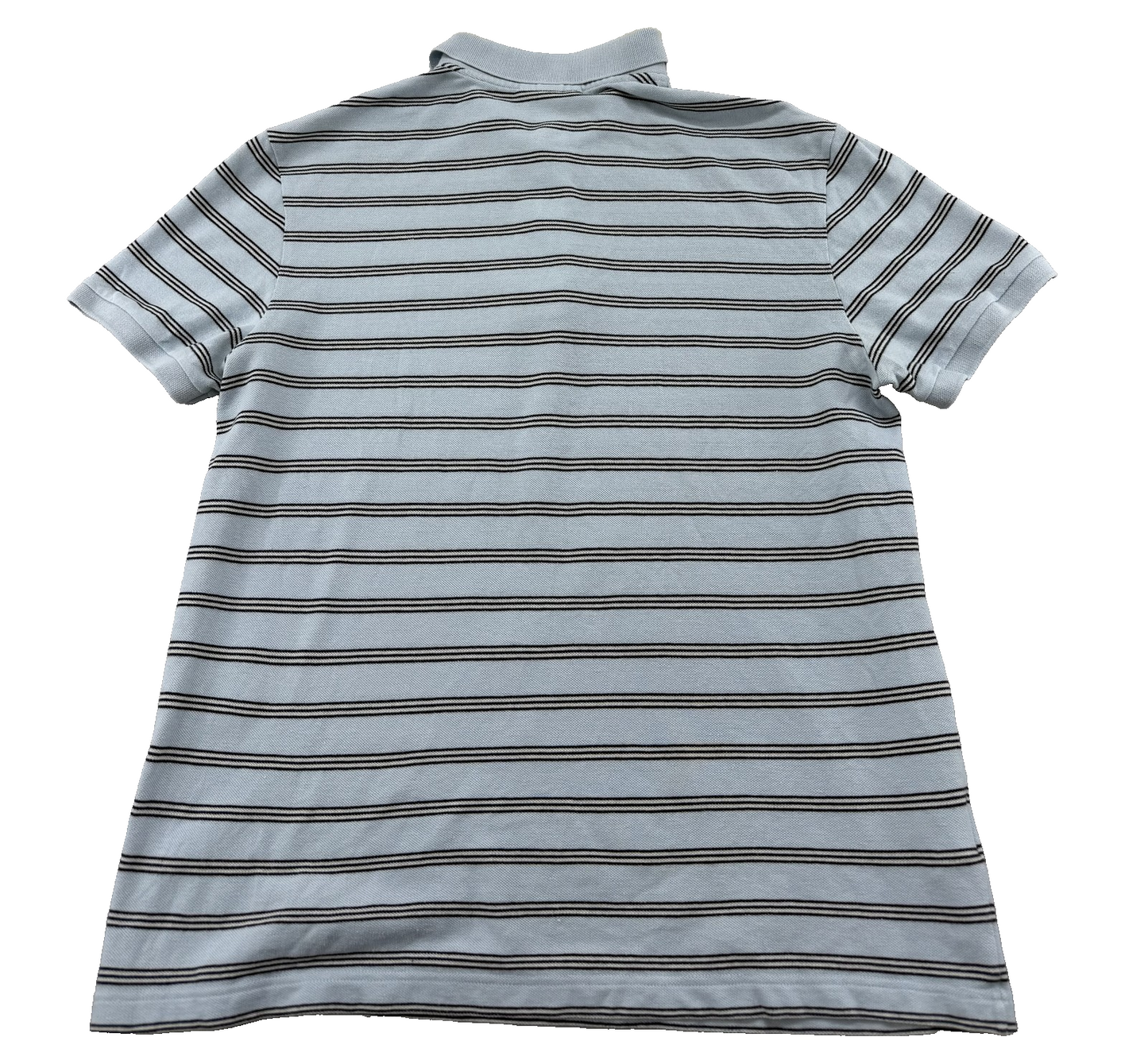 Lacoste Grey Striped L Men's Short Sleeve Polo Cotton Embroidered Croc