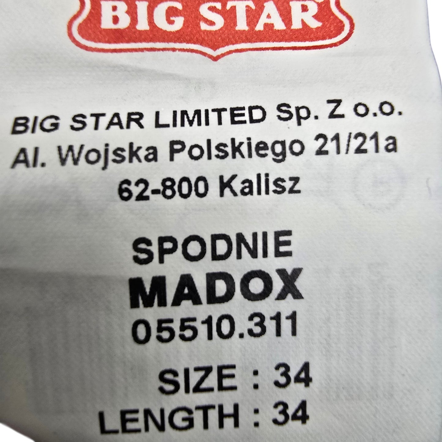 Big Star Men's Dark Blue Madox Jeans 34x34 Regular Tapered