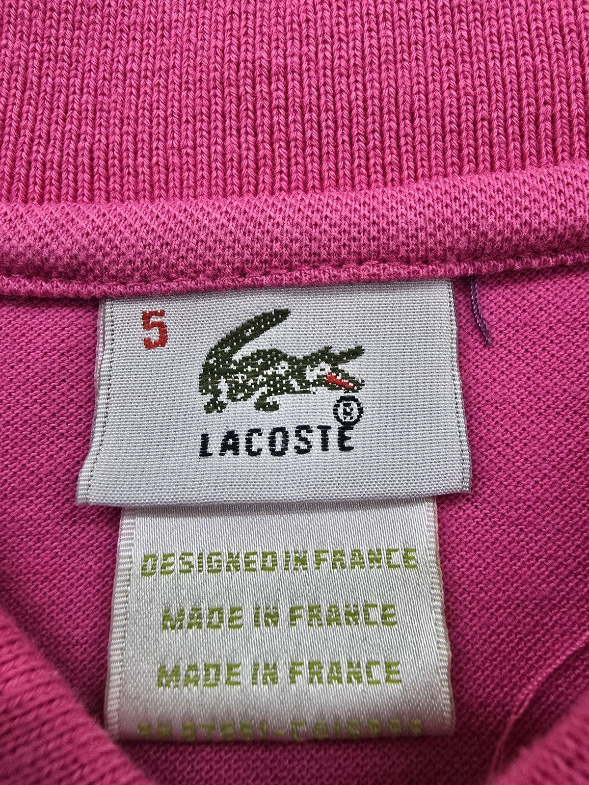 Lacoste Fuchsia Pink Men's L Short Sleeve Cotton Polo France Croc Logo
