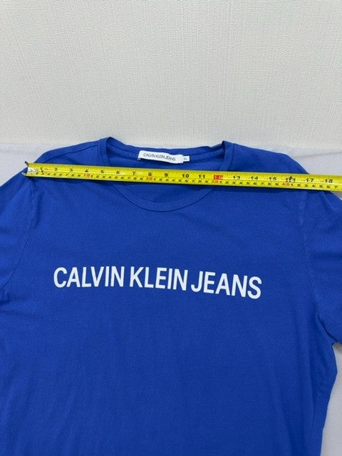 Calvin Klein Jeans Men's XL Blue Cotton Short Sleeve Crewneck T-Shirt