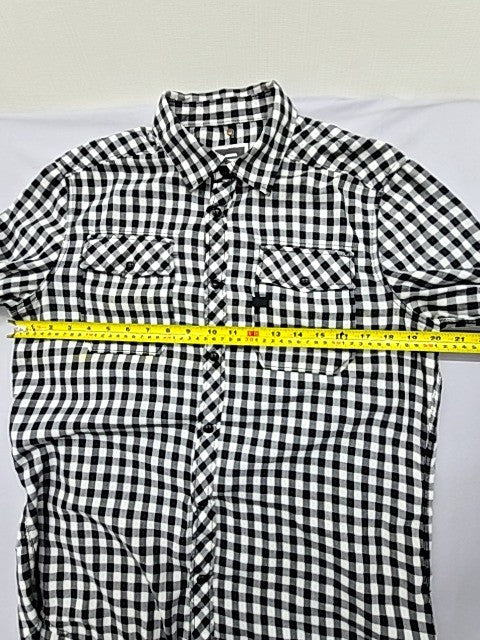 G-Star Raw Men's Black White Gingham Button Down Long Sleeve Shirt L