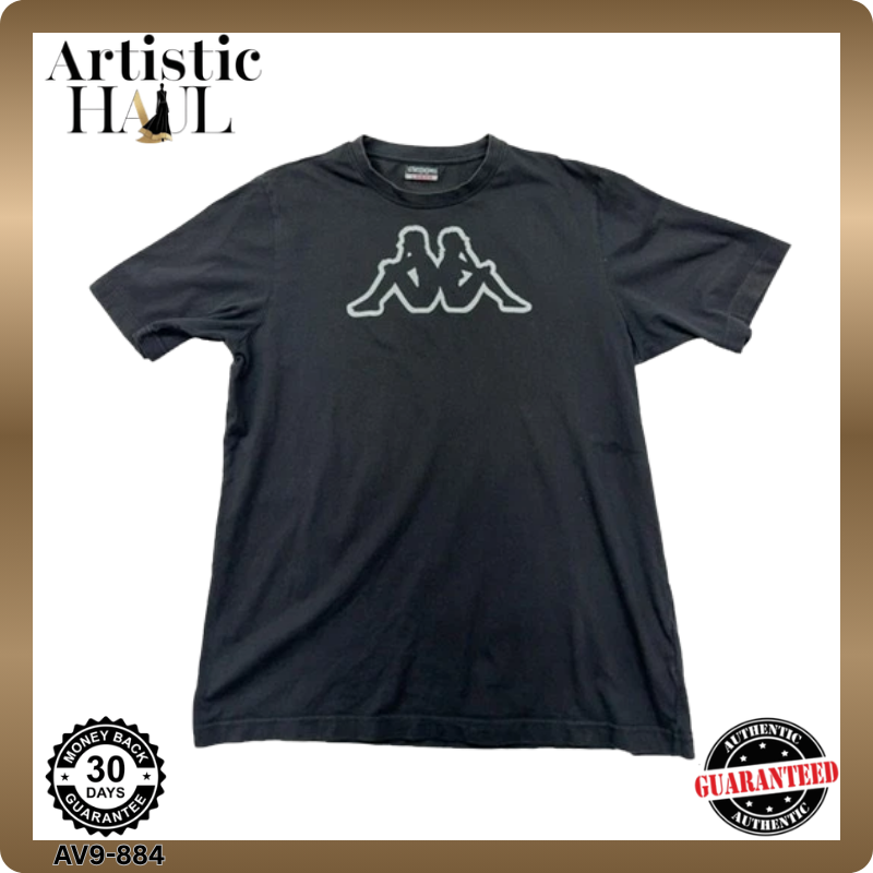 Kappa Men's Black Large Short Sleeve T-Shirt 100% Cotton Logo