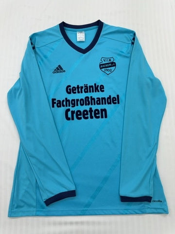 Adidas Men's Cyan Striped Soccer Jersey Size L Vintage