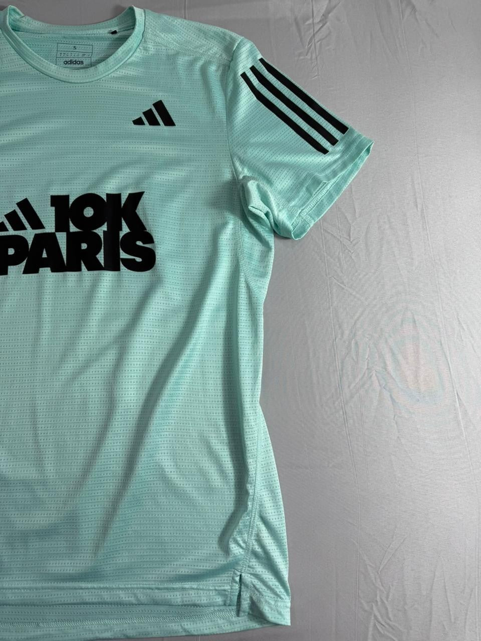 Adidas 10K Paris Training T-Shirt Men Small S Mint Green Running Tee