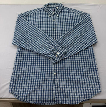 Gap Men's Blue White Plaid Oxford Button-Down Shirt XL Cotton