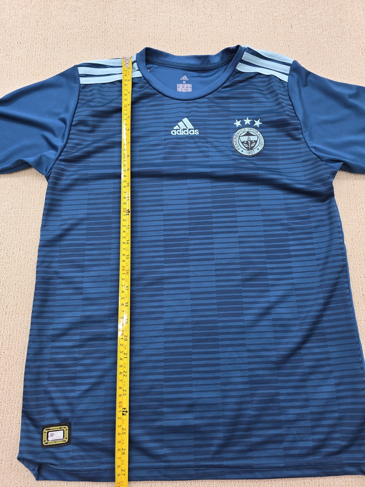 Adidas Men's Navy Striped Soccer Jersey M Short Sleeve Climacool