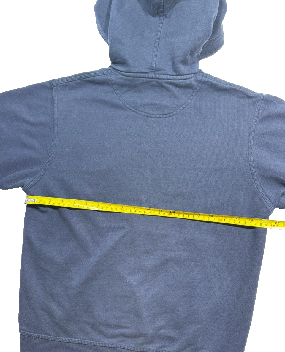 Champion Navy Blue Pullover Hoodie Small Logo Gray Lined Hood Sweatshirt Size S