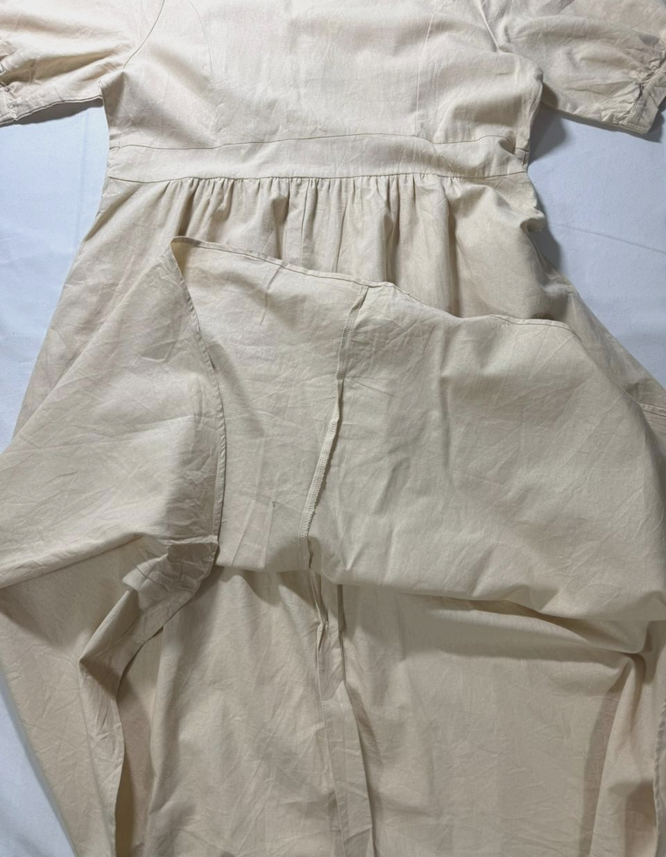 Korean Summer V-Neck Relaxed Maxi Oat Beige Dress - Size M