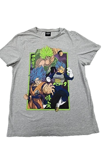 Dragon Ball Broly Unisex Gray Anime T-Shirt Size L Crewneck
