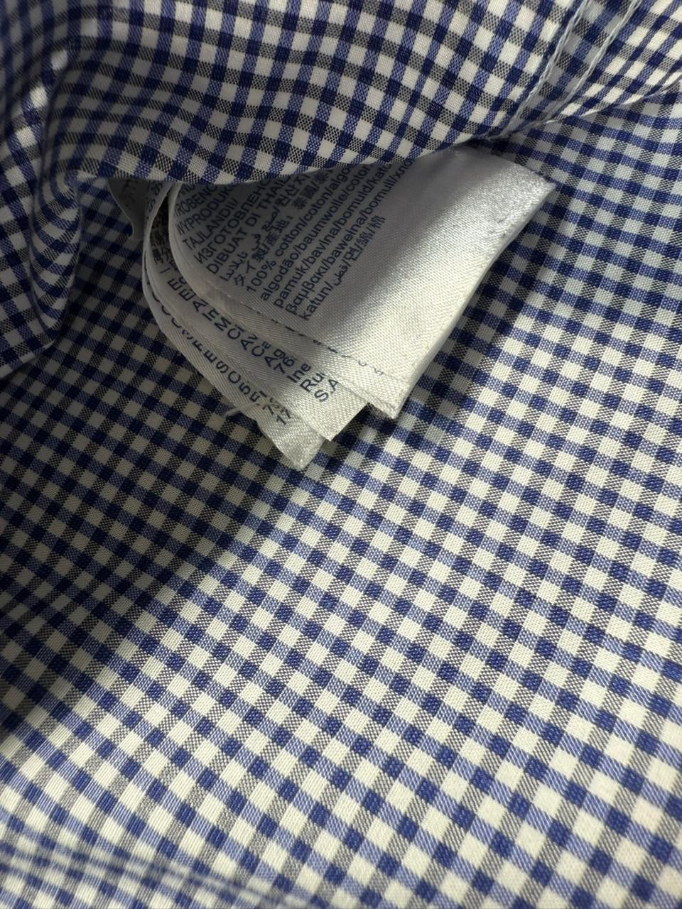 Tommy Hilfiger Men's Blue White Check Dress Shirt Easy Care Size 39