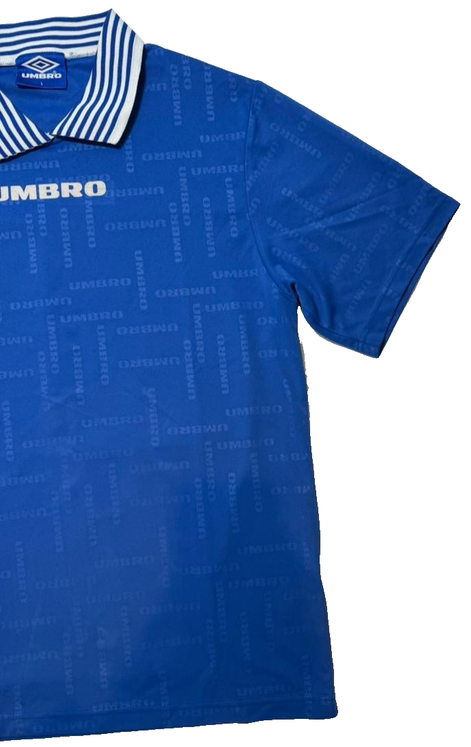 Vintage 90S Umbro Collared Jersey In Blue - Size L