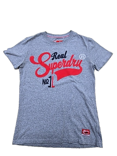 Superdry Men's Grey Cotton T-Shirt M Short Sleeve Crew Neck Japan