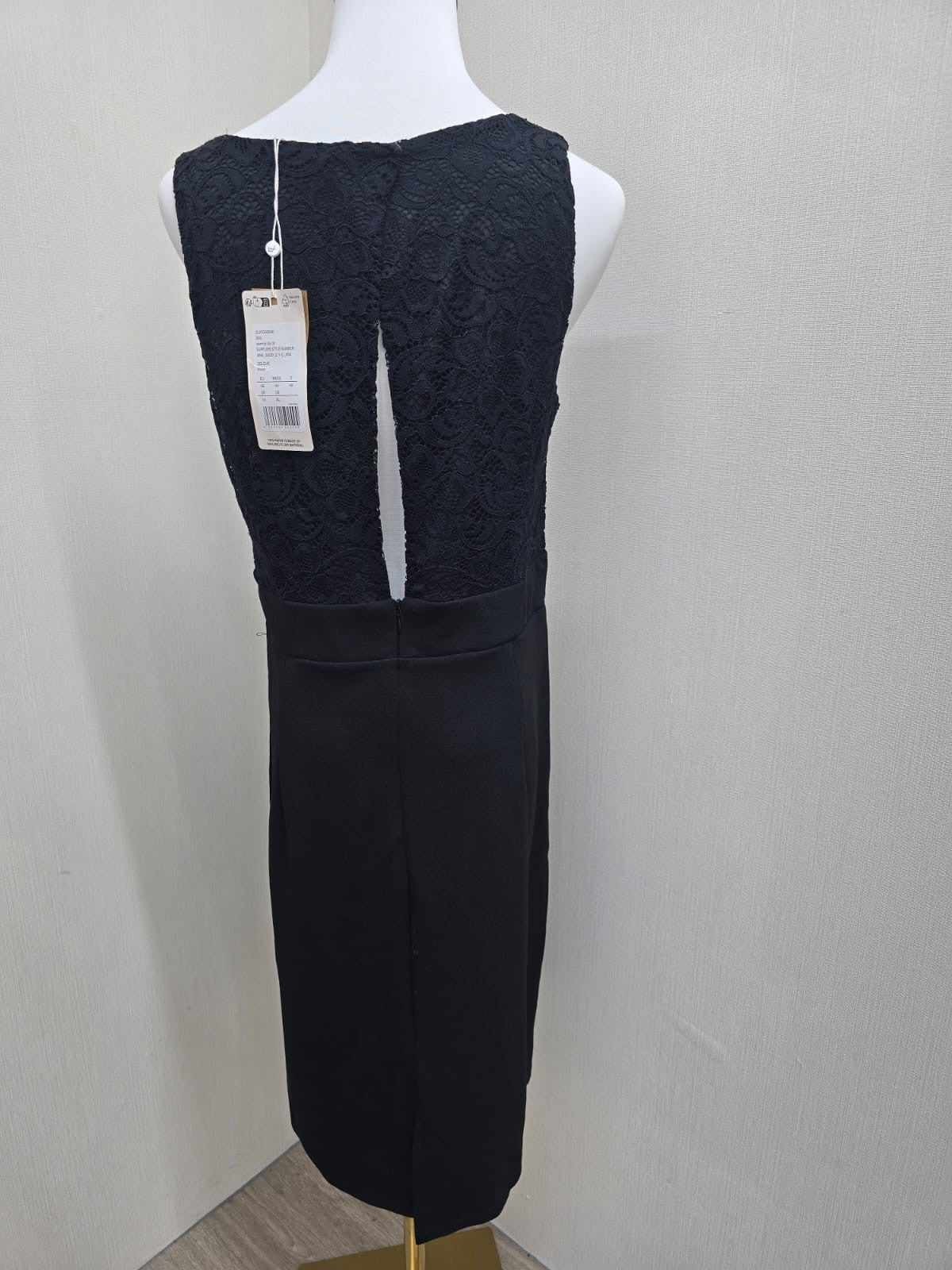 Anna Field Black Lace Cocktail Dress EU 42 Sleeveless V-Neck