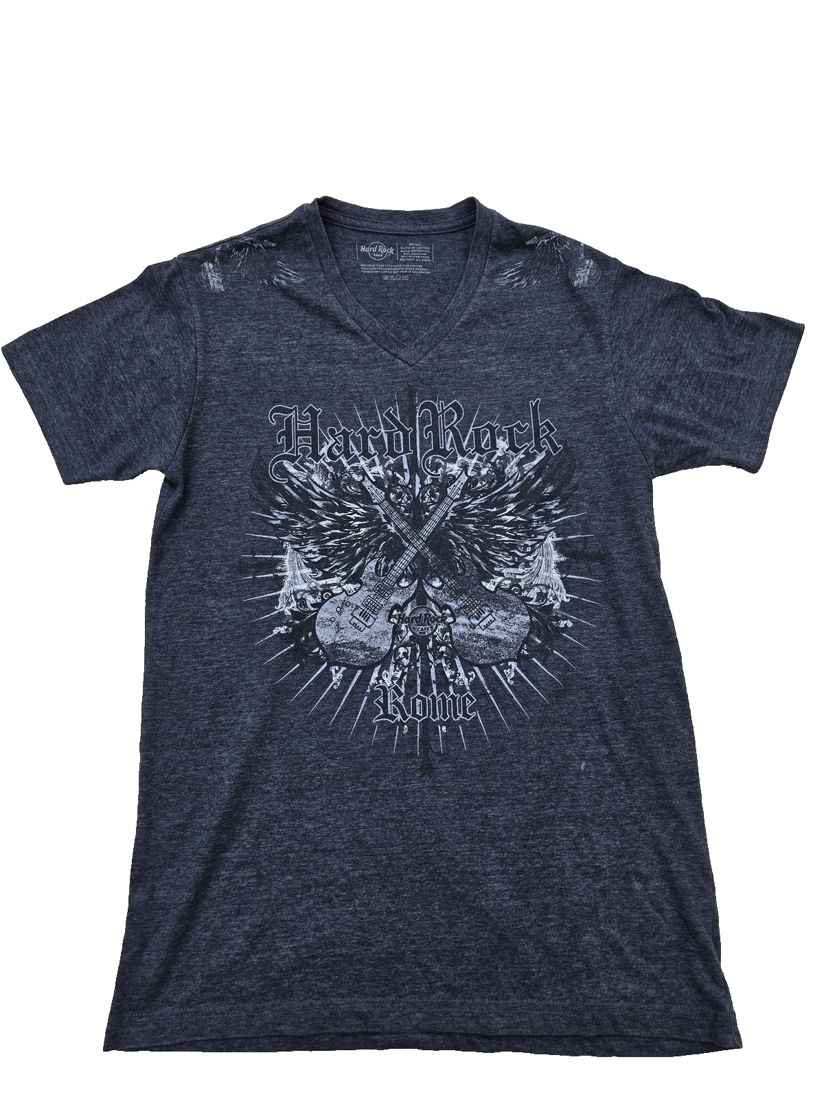 Hard Rock Cafe Grey V-Neck T-Shirt Small Short Sleeve Unisex