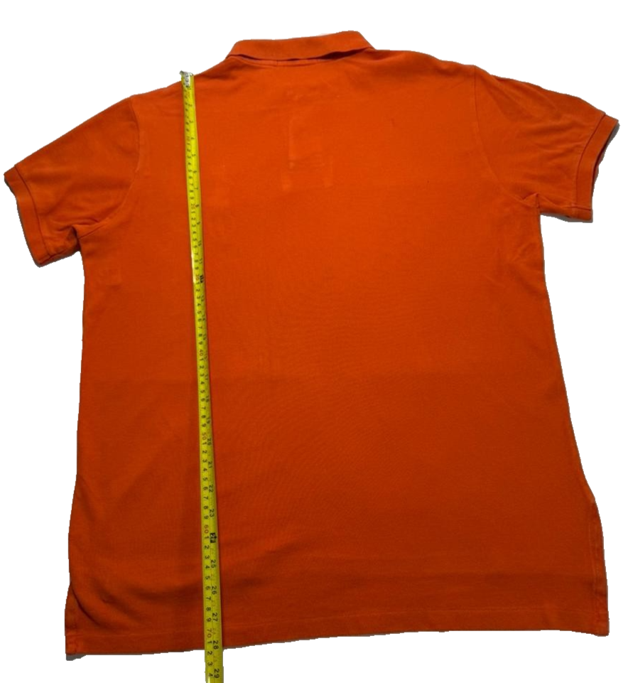 Ralph Lauren Polo Shirt Custom Fit Orange Big Pony Men's Size L
